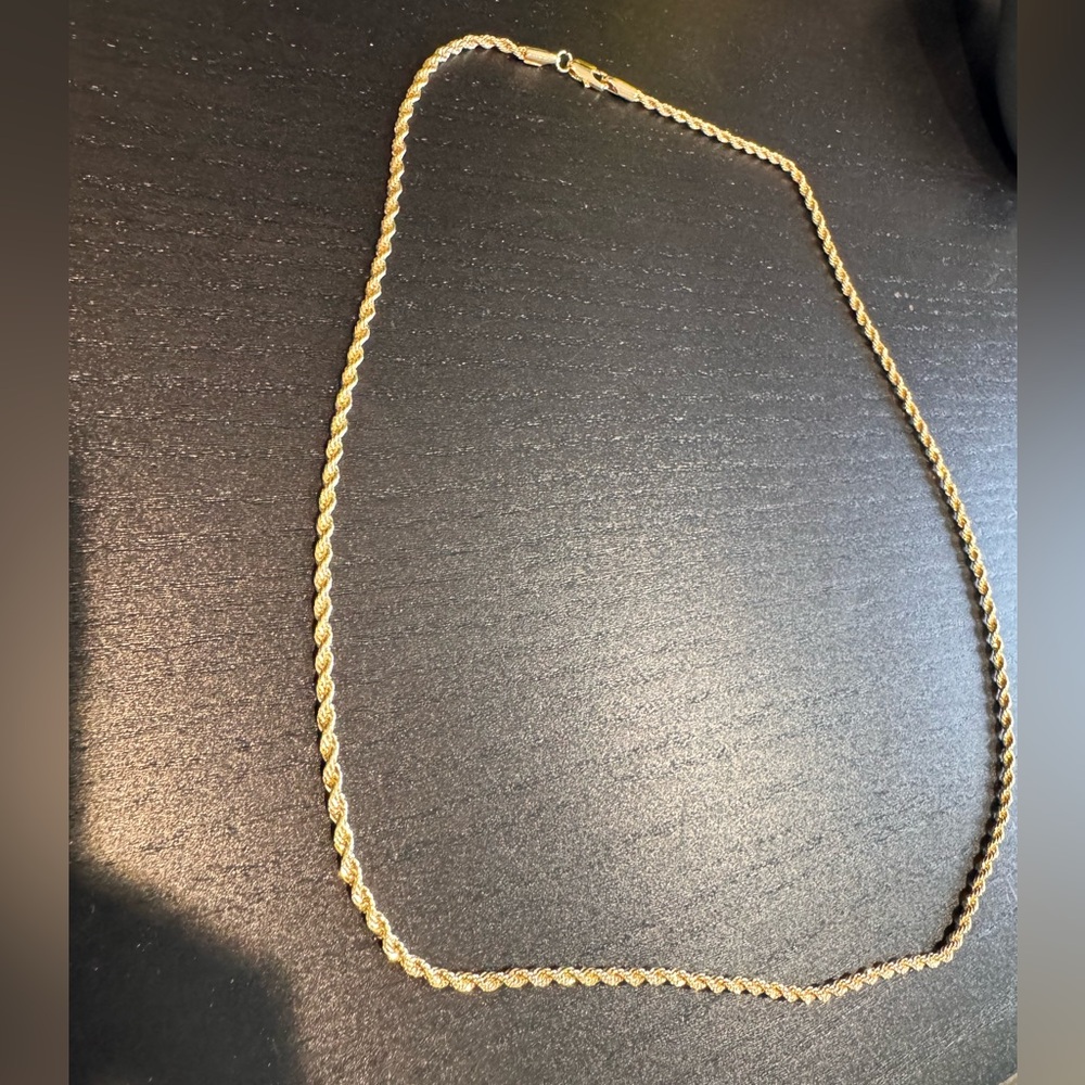 Elegant 18K Yellow Gold Filled Rope Chain Necklace